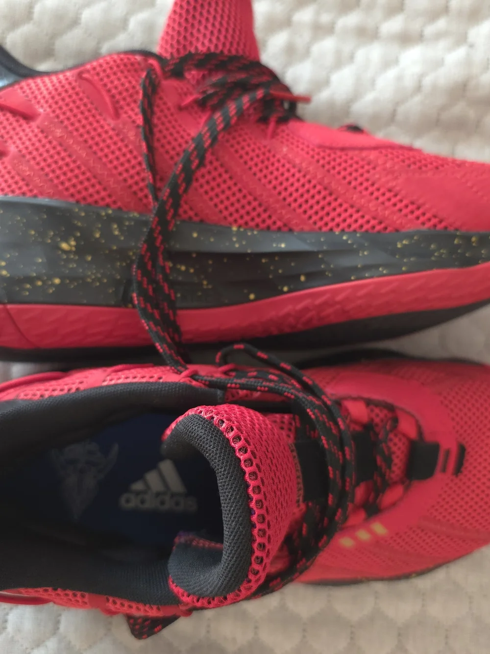 adidas Kids Red and Black Mesh Athletic Sneakers